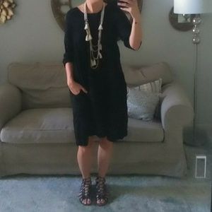 Johnny Was Black Embroidered Dress